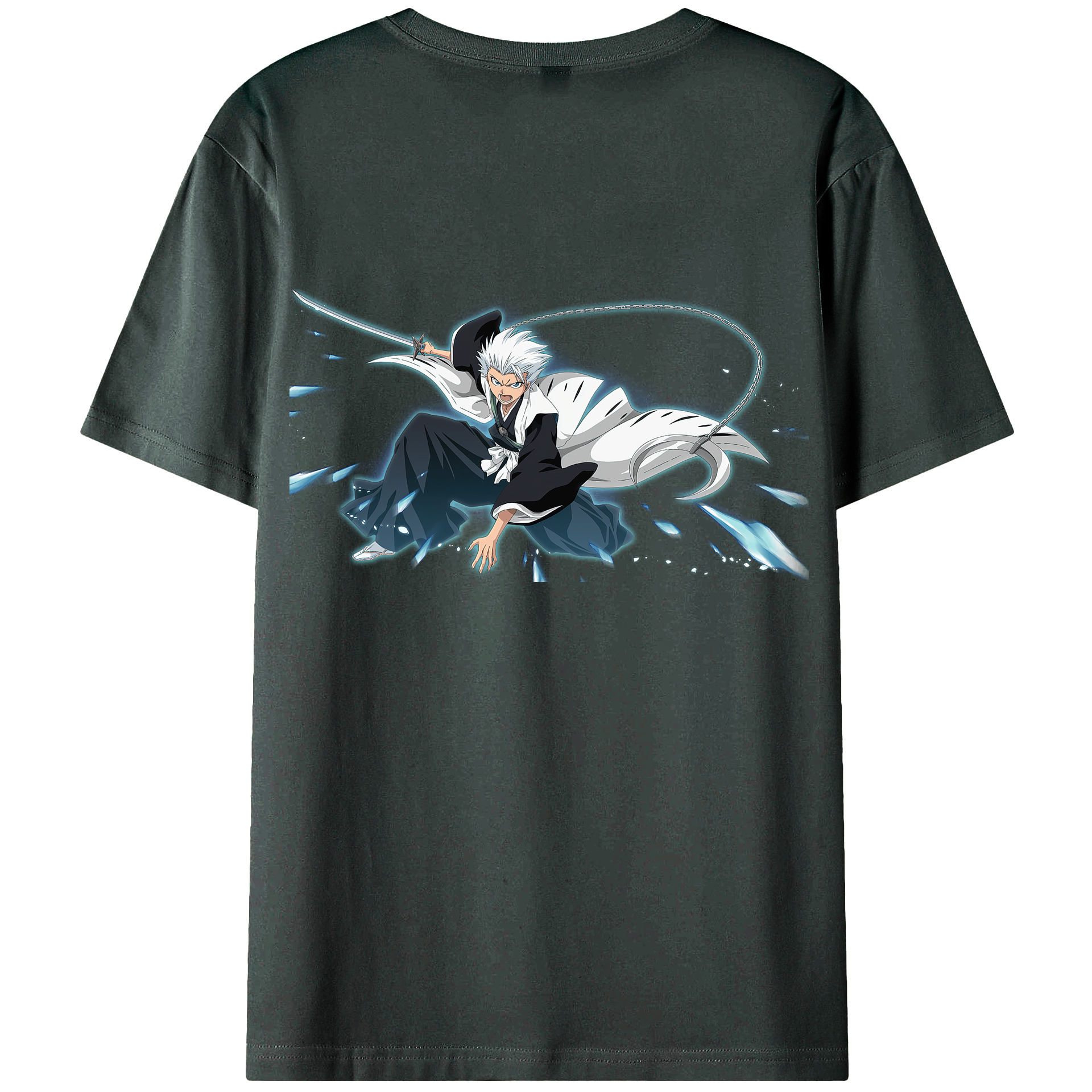 （画像用） ブリーチ 日番谷冬獅郎（ひつがや とうしろう） BLEACH Hitsugaya Toushirou 綿100％ メンズ半袖Tシャツ（バックプリント） 通気性
